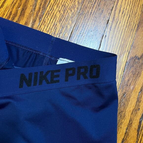 Nike Pro Reflective Print Cropped Capri Leggings Navy Blue Women's Size L - Picture 5 of 13